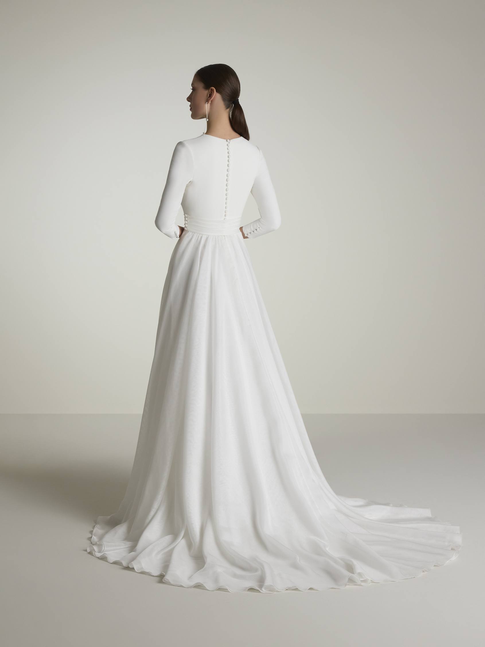 DESSY A Line wedding dress with crew neckline House of St Patrick