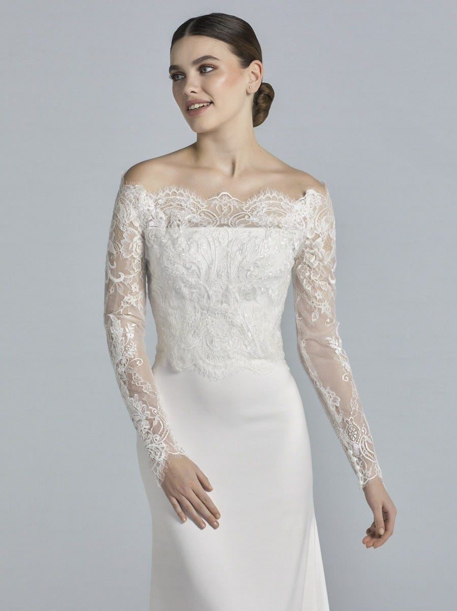 Lace wedding jacket hot sale off shoulder